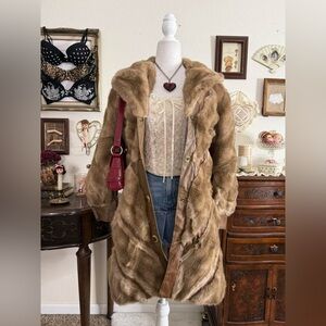 true vintage 60's  union made leather and faux fur patchwork coquette coat